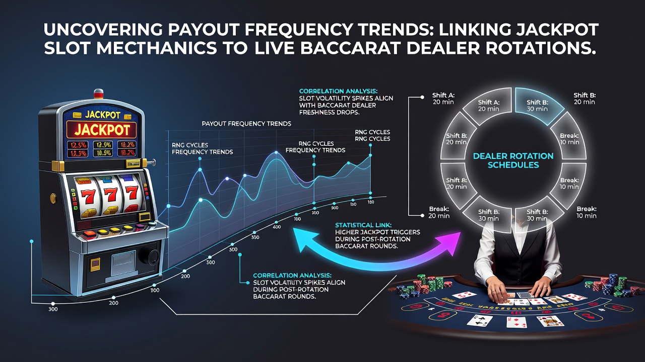 Live baccarat table with dealer during rotation alongside adjacent slot bank showing progressive jackpot displays